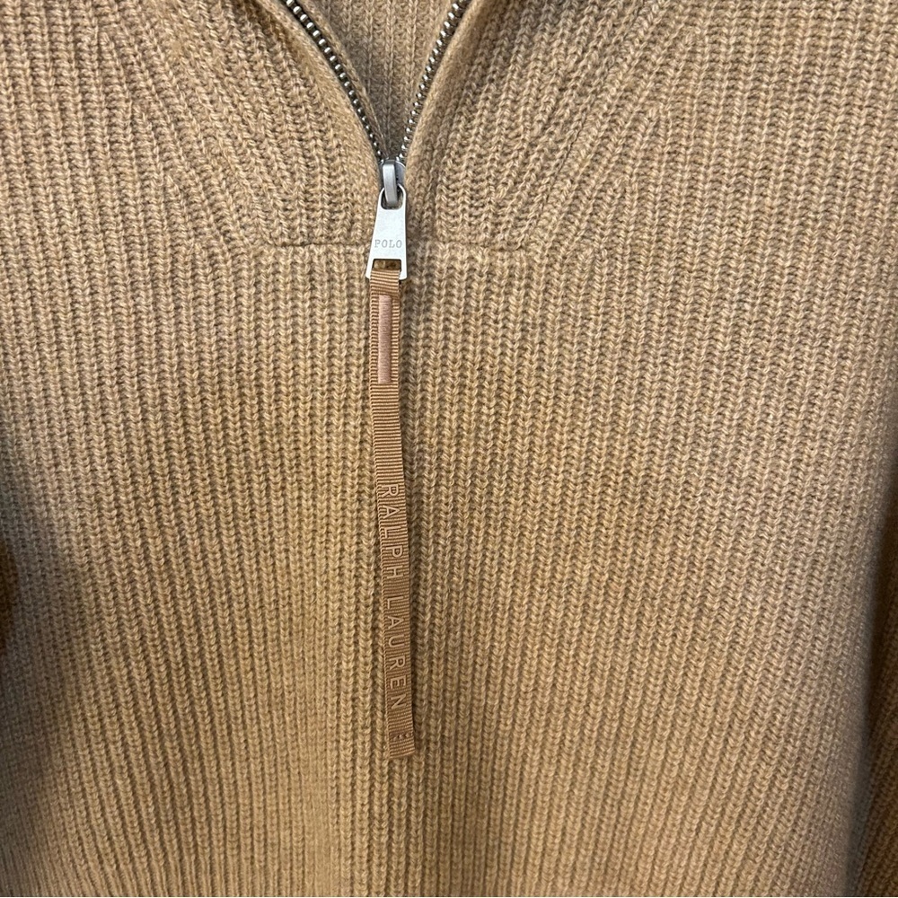 Ralph Lauren Cashmere-Wool Half-Zip Sweater in COLLECTION CAMEL MELANGE Size M - Picture 4 of 8